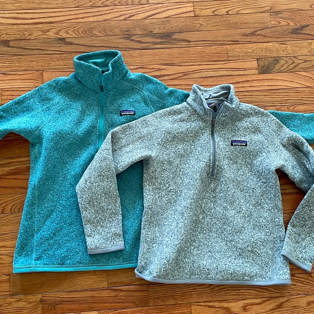 Patagonia Better Sweater 1/4 zip Lot of 2-Teal and Birch White Size Small